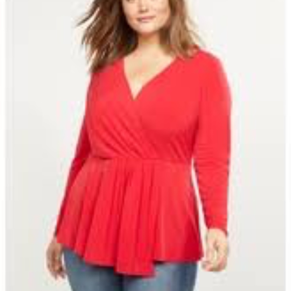 *NWT* Red Faux Wrap Top
